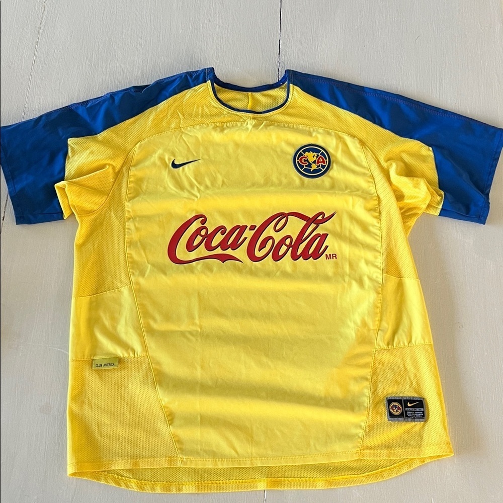VINTAGE NIKE CLUB AMERICA AUTHENTIC HOME YELLOW JERSEY 2003-2004 SIZE XL